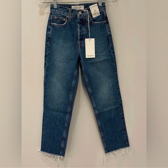 TRAVE Harper Crop Slim Straight Jeans in Atmosphere - Picture 1 of 3